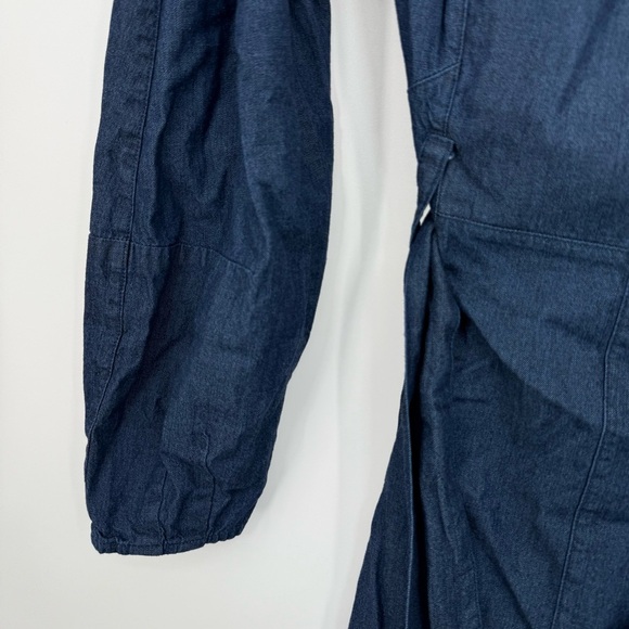 Free People Karmen Cotton Denim Mini Dress Deep Sea Wash Chambray Long Sleeve S - Picture 8 of 11